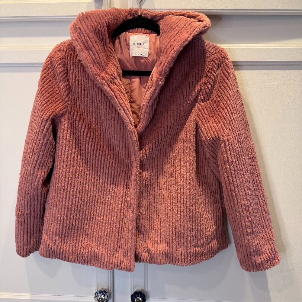 Elodie Girls Super Soft Faux Fur Pink Hooded Jacket Girls Size L (13/14)